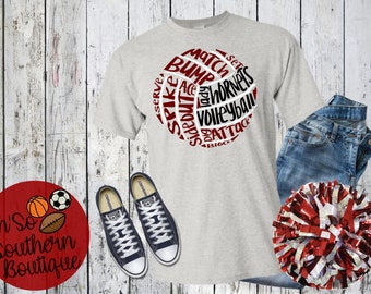 Hornets Volleyball Team Shirt: Messy Word Art Design