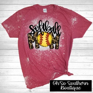 Leopard Softball Mom Bleached Shirt