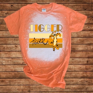 Tigger Signature Bleached and Non-Bleached Shirt,  Disney Tigger t-shirt,  Disney Trip Shirt,  Disney Vacation T-Shirt,  Tiger Shirt