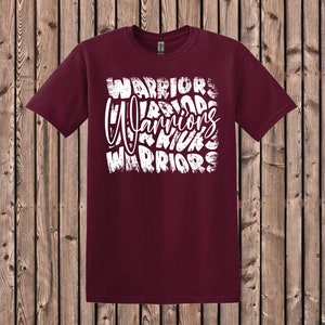 Distressed Warrior Shirt, Warrior Tee, School Shirt,   Spirit Shirt