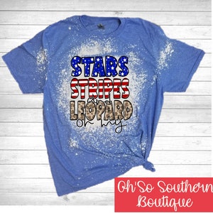 Stars Stripes and Leopard oh my,  Leopard  Stars and Stripes,  Flag Tee