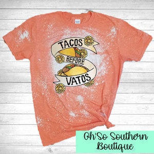 Tacos Before Vatos  Bleached Shirt, Taco Lover Tee, Taco Tuesday T-Shirt, Food Lover Tee