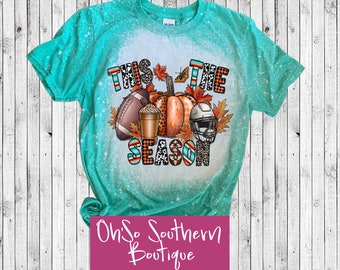 Fall Football Bleached Tee: Pumpkin Spice Season Shirt