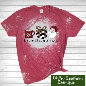 Tis The Season Christmas Bleached Shirt