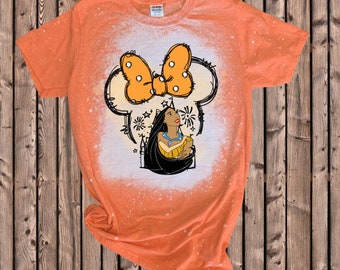 Pocahontas Castle Ears Bleached Shirt, Princess Shirt, Princess Tee, Girl Gift, Pocahontas Princess Shirt, Disney Princess Tee, Disney Trip,