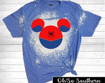 Spiderman Mickey Ears Bleached Shirt