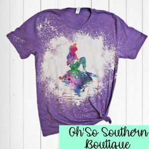 Water Color Ariel on Rock Shirt, Little Mermaid Graphic Tee, Ariel T-Shirt, Disney Trip Shirt