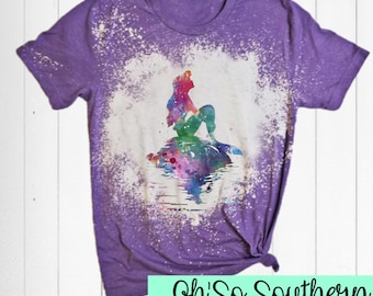 Water Color Ariel on Rock Shirt, Little Mermaid Graphic Tee, Ariel T-Shirt, Disney Trip Shirt