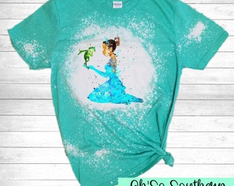 Blue Skies and Sunshine Guaranteed Bleach Dyed Tee Princess and the Frog Inspired
