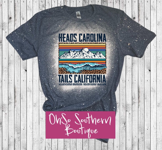 Heads Carolina Tails California Shirt, Retro Travel Graphic Tee