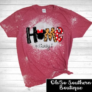 Disney Minnie Home Bleached Shirt, Disney shirt, Minnie Mouse,  Disney Minnie Home,  leopard and polka dot print