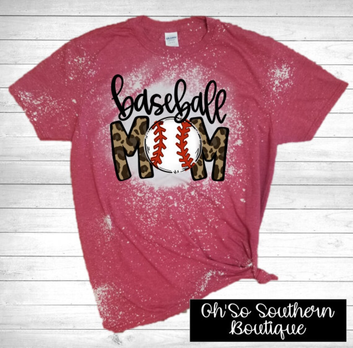 Leopard Baseball Mom Bleached Shirt Etsy