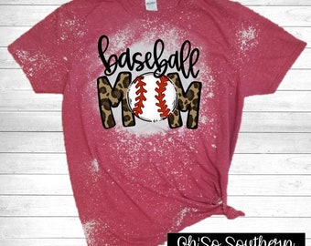 Leopard Baseball Mom Bleached Shirt