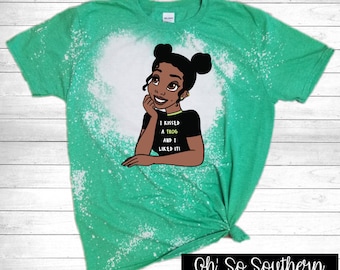 Blue Skies and Sunshine Guaranteed Bleach Dyed Tee Princess and the Frog Inspired