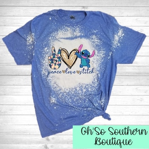 Peace Love Stitch Bleached Shirt