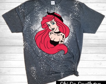 Punk Princess Ariel Little Mermaid Bleached Shirt