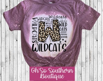 Leopard wildcats Typography Bleached shirts