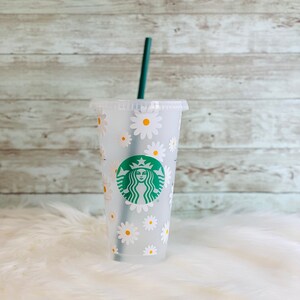 Personalized Daisy Starbucks Cold Cup - Personalized Starbucks Cup - Floral Starbucks Cup - Ready to Ship - 2-3 Day Priority Shipping