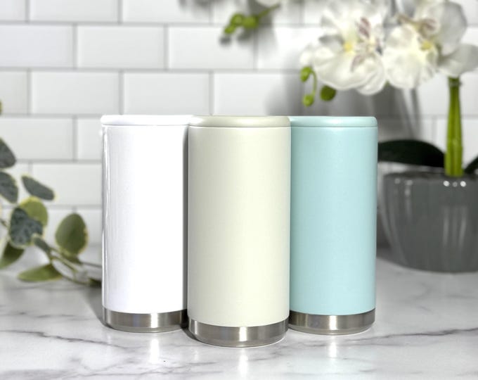 Custom Laser Engraved 12oz Slim Can Cooler: Stainless Steel, Personalized Design Party Favor