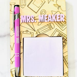 Personalized Engraved Wood Notepad Holder & Pen Set: Custom Desk ...