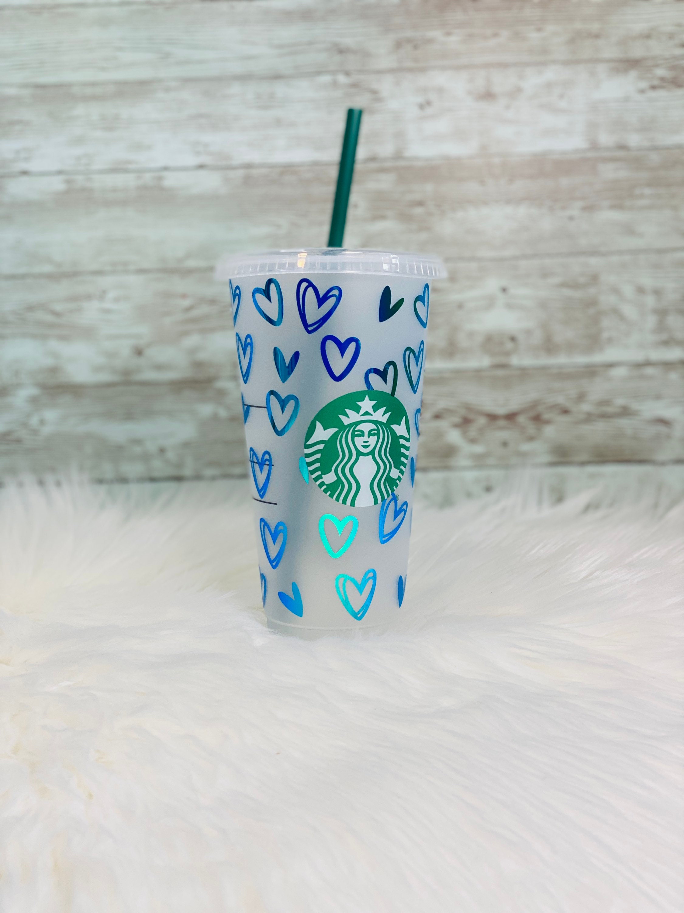 Blue Hearts Starbucks Cold Cup