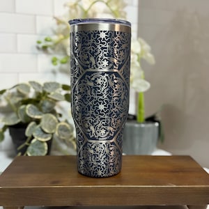 Vaso de 40 oz con mandala de malas palabras grabado con láser permanente imagen 4