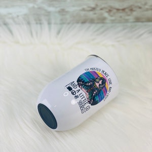 Im Mostly Peace Love and Light and a Little go Fck Yourself 12oz Wine Tumbler Anti-Slip Silicone Bottom This can be personalized image 4