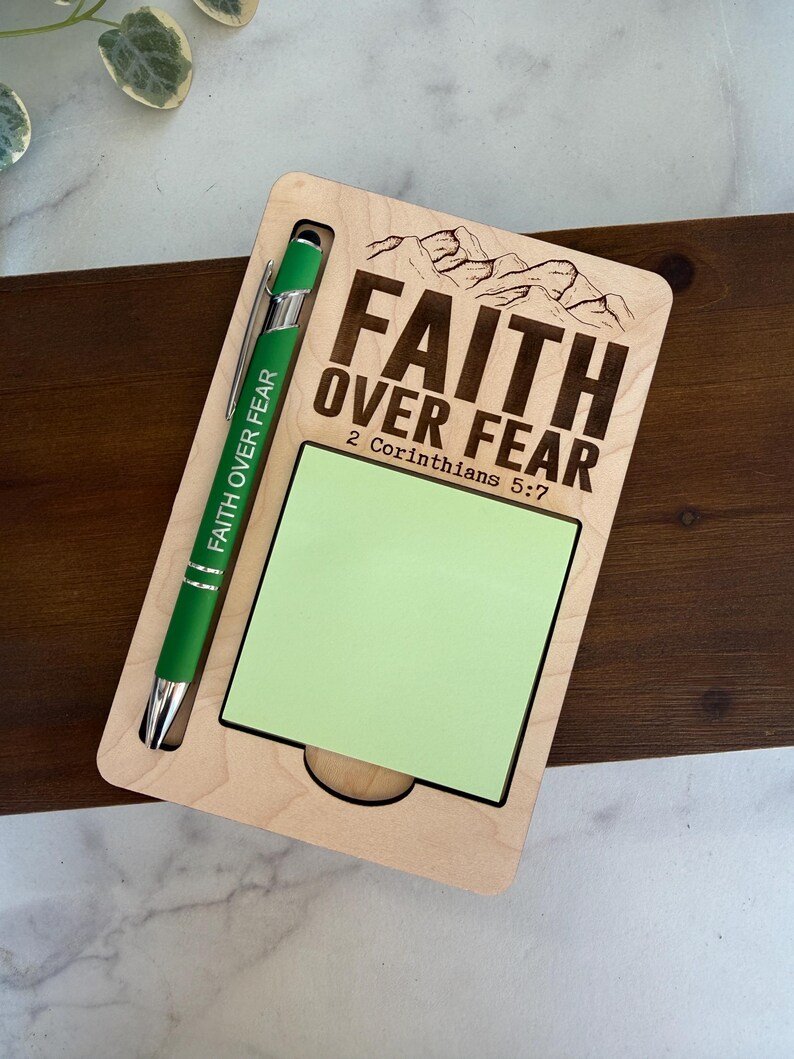 Fear Sticky Note Faith Over Fear Engraved Sticky Note Holder & Engraved Pen Set - Etsy