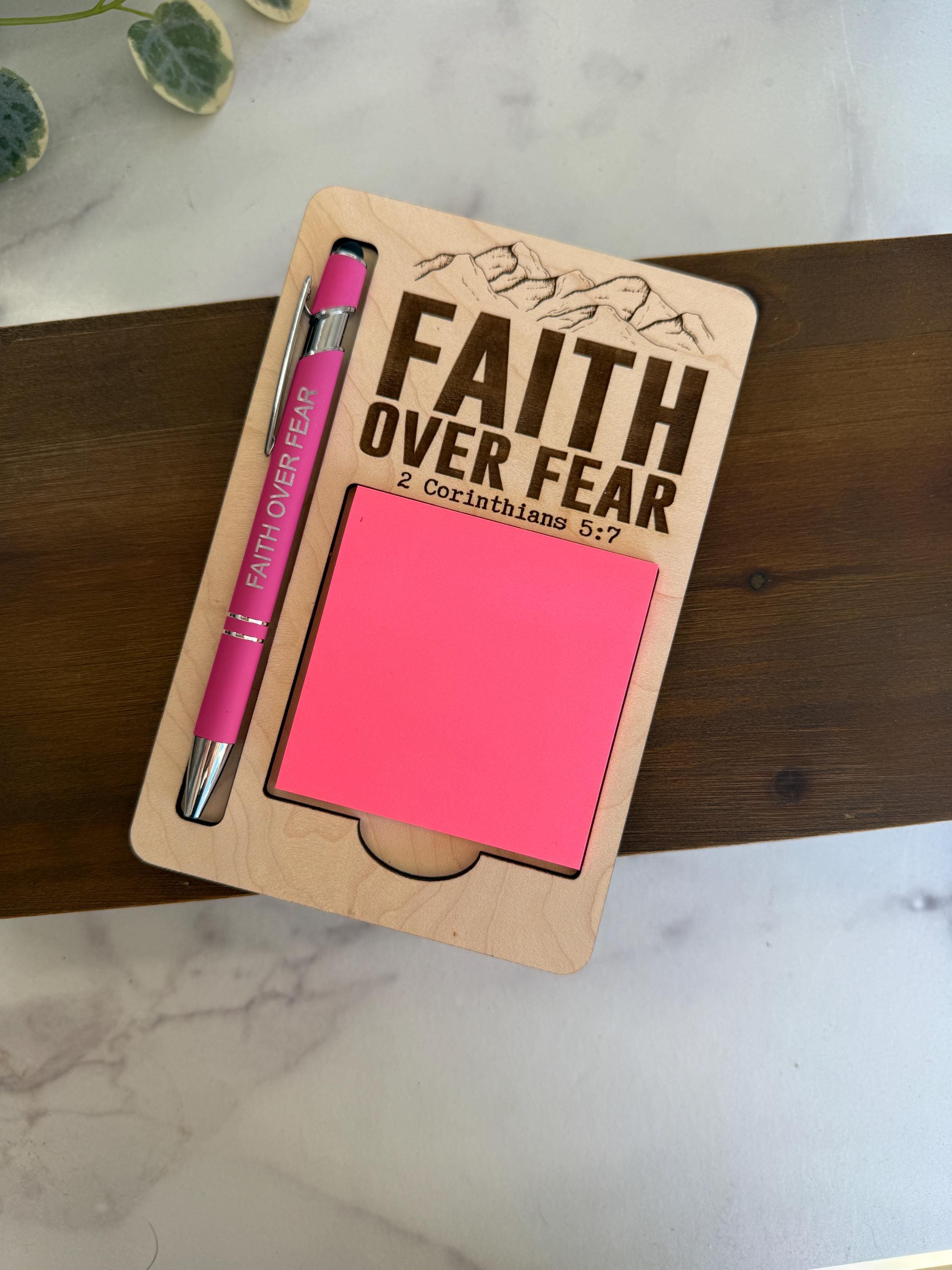 Fear Sticky Note Faith Over Fear Engraved Sticky Note Holder & Engraved Pen Set - Etsy