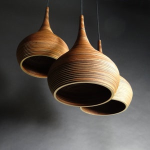 Wooden hanging lamp Scandinavian lamp Pendent light - LUXURIA_L30