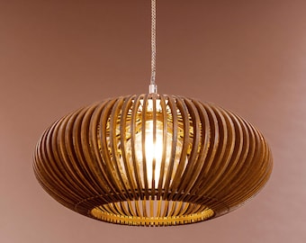 Unique Handcrafted Poplar Wood Pendant Light for Living Rooms, Dining Areas, Offices | GULA L44