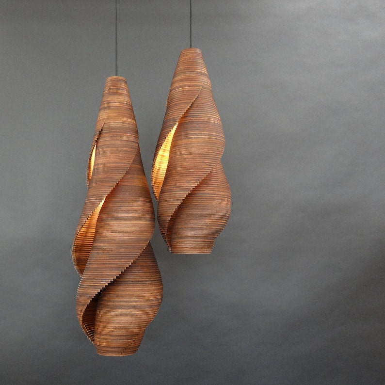 Wood pendant lamp Modern pendant light Seashell lamp INVIDIA_L60 and L80 image 2