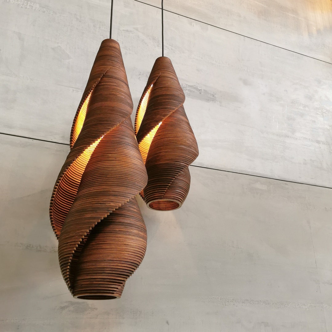 Handmade Wooden Seashell Pendant Lamp for Modern Rustic Decor | INVIDIA ...