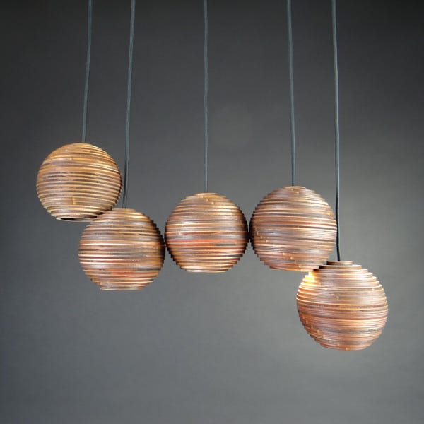 Minimalistische Holzpendelleuchte mit modernem Pappelschirm für Zuhause und Büro | AVARITIA L14+