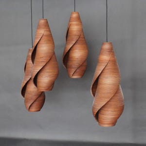 Handmade Wooden Seashell Pendant Lamp for Modern Rustic Decor | INVIDIA ...