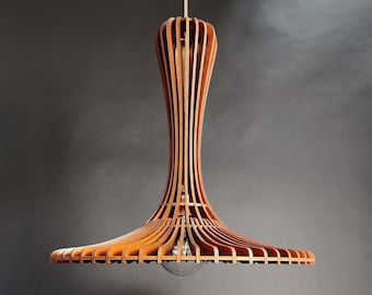Elegant Handcrafted Poplar Wooden Pendant Light for Low and High Ceilings | SUPERBIA L60