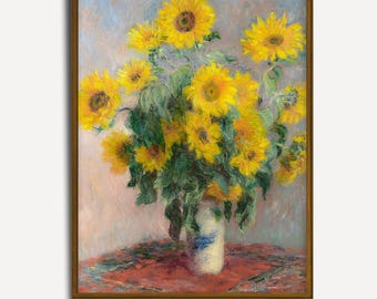 Vintage Still Life Painting | Vase with Sunflowers | Floral Botanical Art | Printable Download | PA 1057