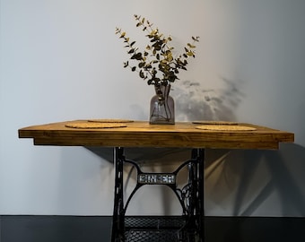 Dining Table, Beautiful Large, Solid, Rustic Dining Table with Singer Base