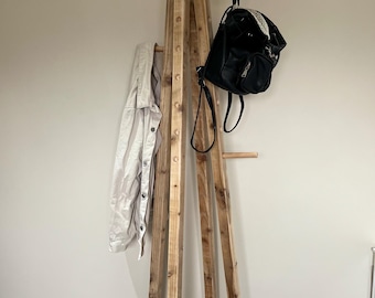 Reclaimed wood coat stand-Modular peg rack-Tall freestanding hallway storage