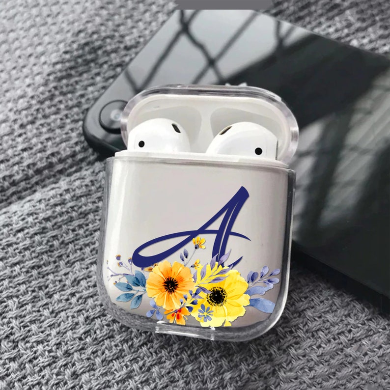 Custom Airpod Case Sumflower Named Initials Airpods Case Etsy
