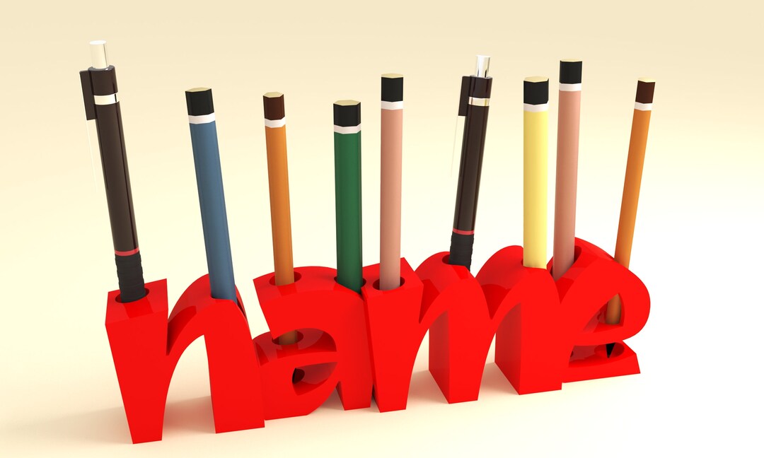 Personalized Pen Holder With Compound Letters, Special Gift, Desk Decor
