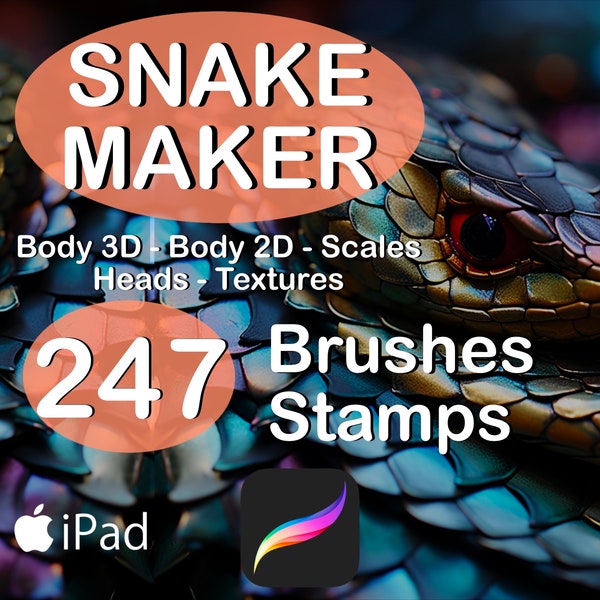 Procreate Snake Bundle Brush Set - Body Scales Heads Textures