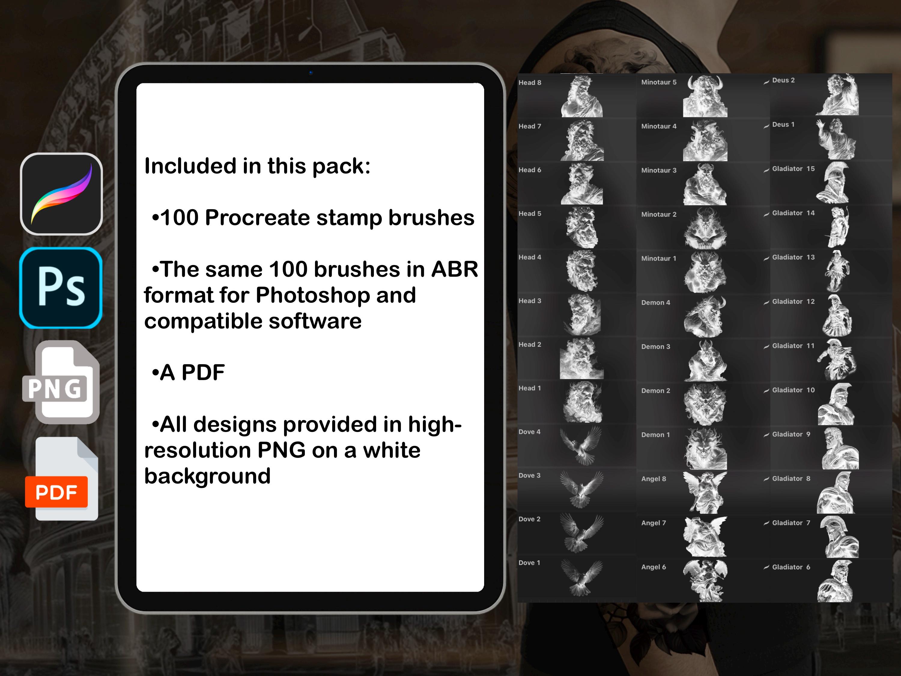 Procreate Ancient Greece Brush Stamps Tattoo Designer Photoshop PNG ABR PDF preview 3