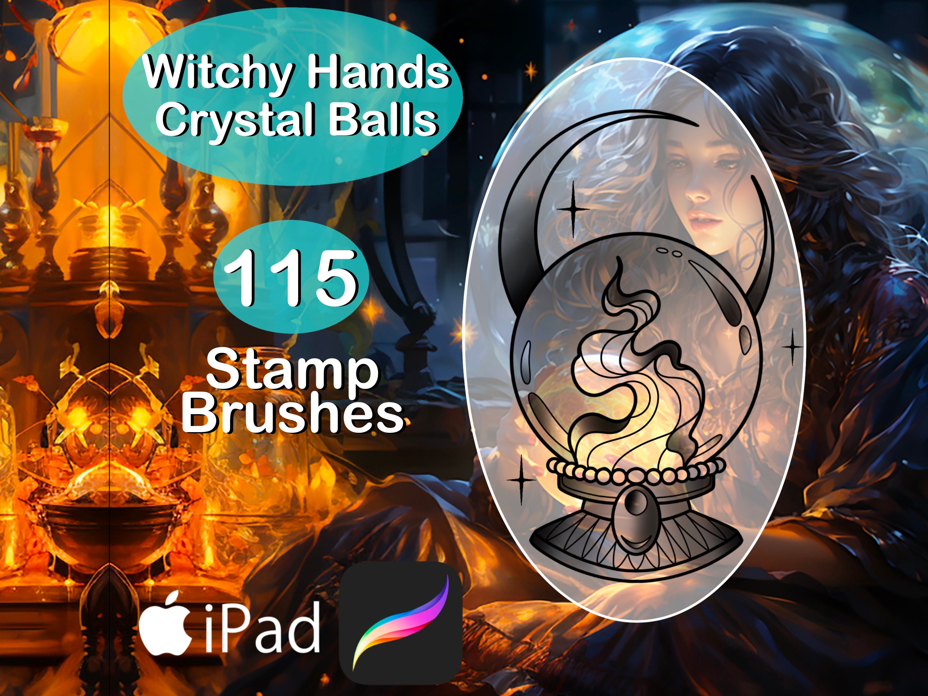 Procreate Witchy Hands & Crystall Balls Brush Set