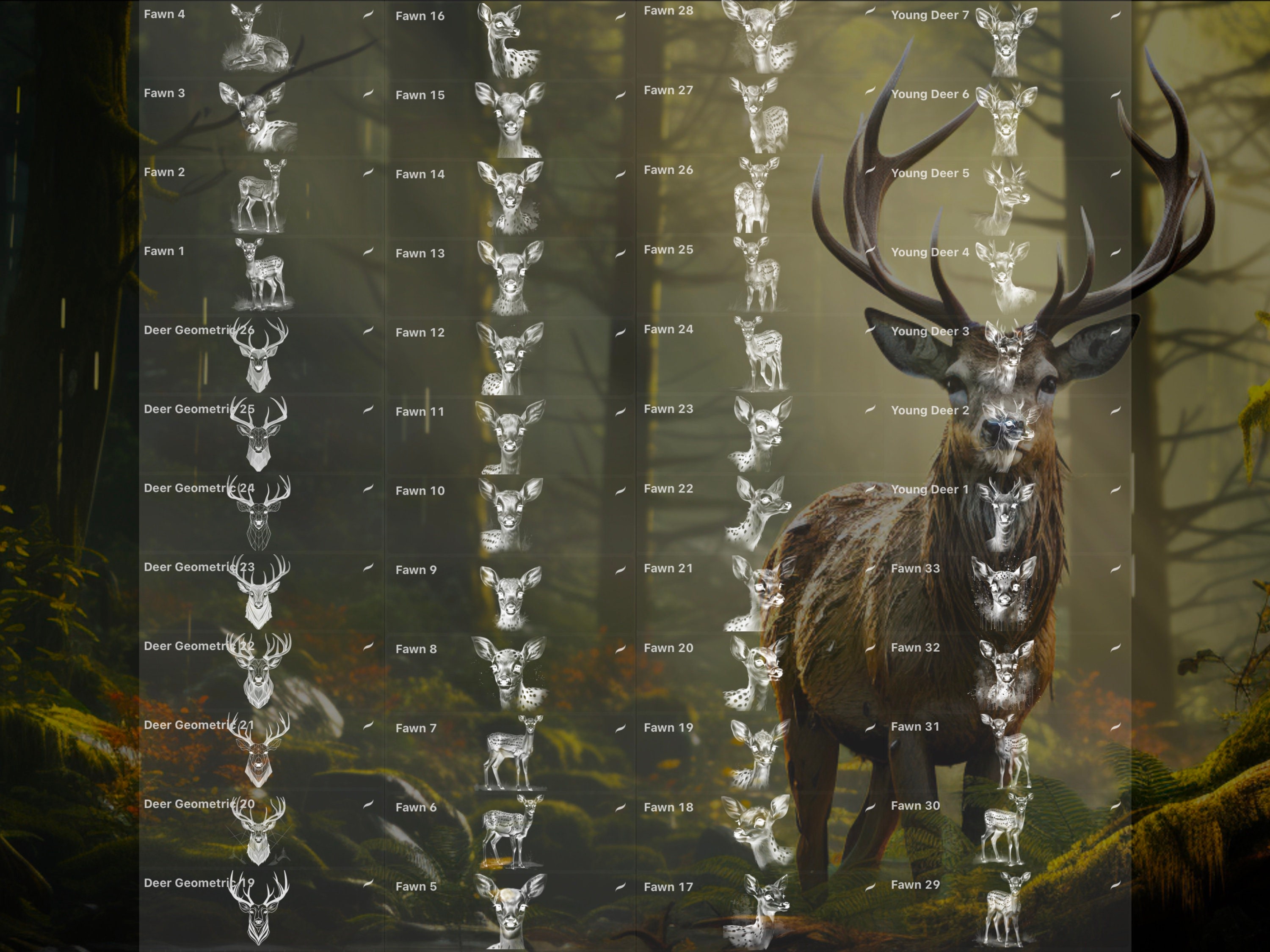 Procreate Deer Doe Fawn Stamp Brush Photoshop preview 3