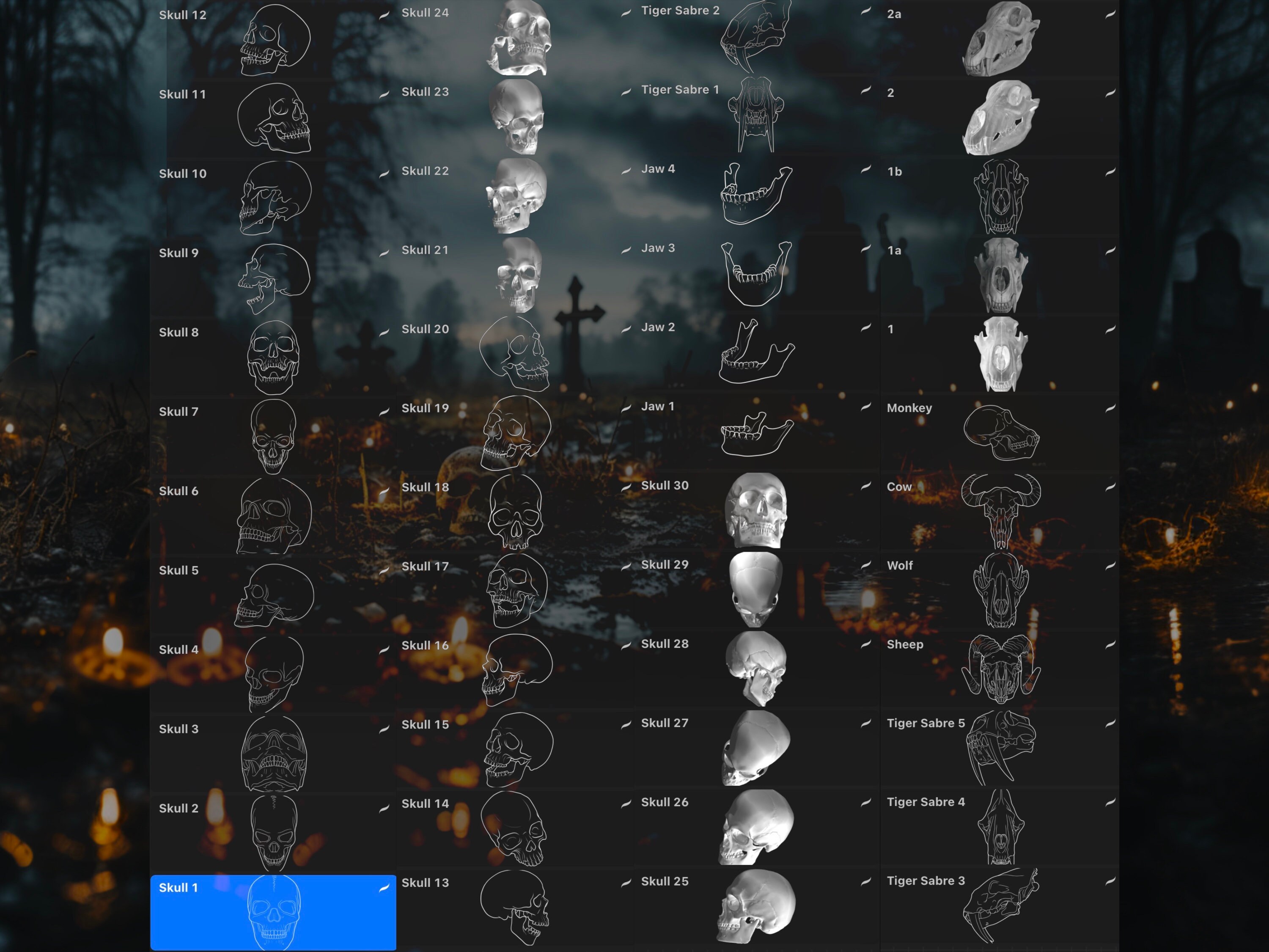 Procreate Skull Brush Tattoo Brush Set preview 2