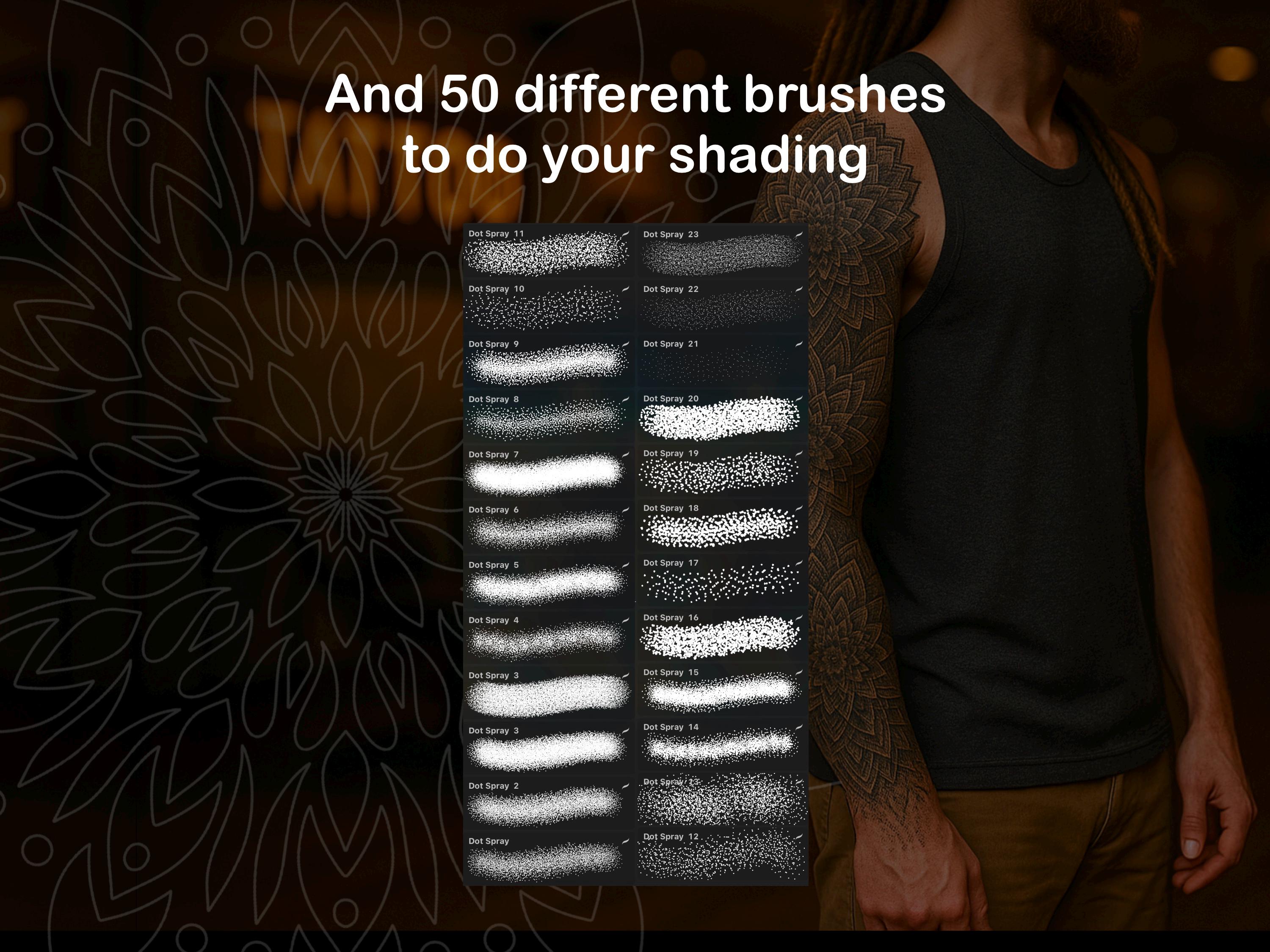 Procreate Mandala Dotwork Tattoo Brush Set Photoshop ABR PDF PNG preview 5
