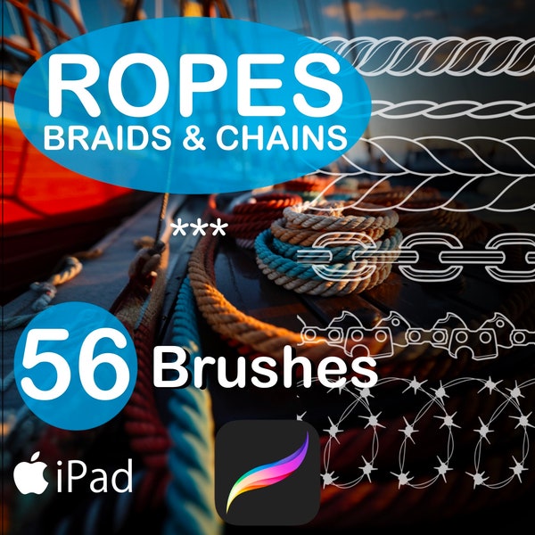 56 Brush Procreate Ropes, Braids & Chains Brush Set