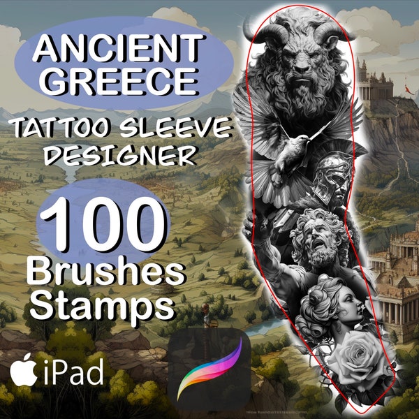 Procreate Ancient Greece Brush Stamps Tattoo Sleeve Designer