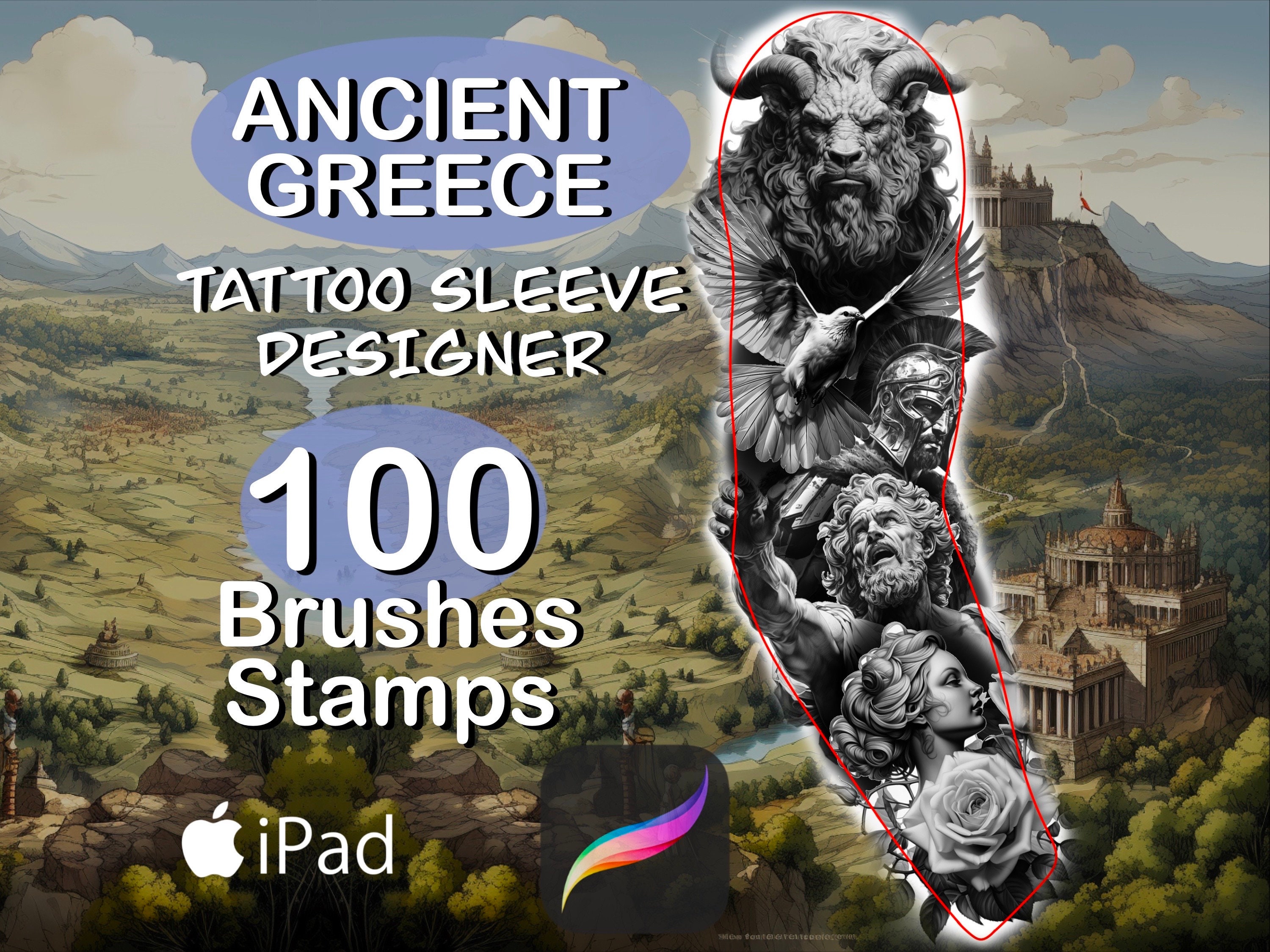 Large God Greek mythology Warrior Temporary Tattoos Arm Sleeve For Men  Women Lion Cross Tattoo Sticker Black Tiger Fake Tatoos